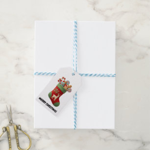 Etiqueta Para Presente Ilustração de Meia de Natal Fofa