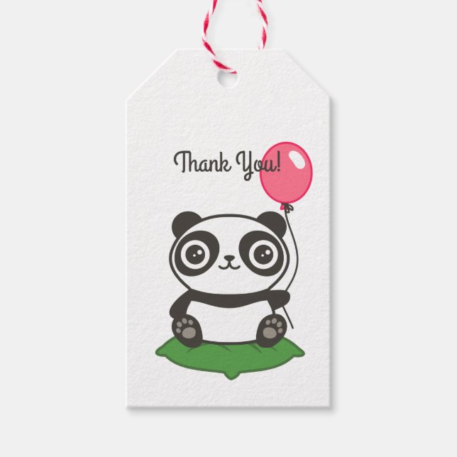 Etiqueta Para Presente Ilustração de Panda Bonita (Frente)