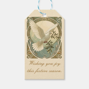 Etiqueta Para Presente Ilustração de Pombo Estilizado em Art Nouveau de N