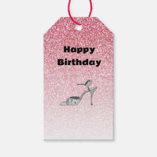 Etiqueta Para Presente Ilustração de Sapato Brilhante Moda Rosa Aniversár