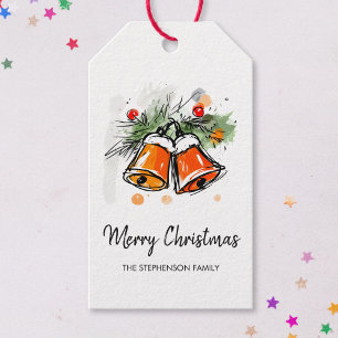 Etiqueta Para Presente Ilustração de Sininhos de Natal Festivos
