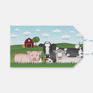 Etiqueta Para Presente Ilustração do Barnyard de Animais de Criação de Ca