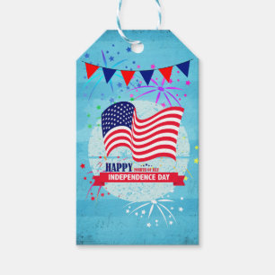 Etiqueta Para Presente Ilustração feliz da bandeira americana do Dia da