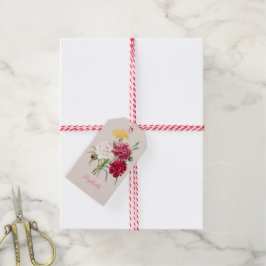 Etiqueta Para Presente Ilustração Floral de Vintage Carnação