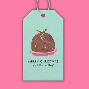 Etiqueta Para Presente Ilustração Moderna de Pudim de Natal Feliz