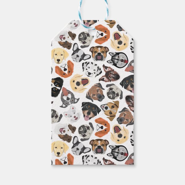 Etiqueta Para Presente Ilustração Padrões doces Cães Domésticos (Frente)