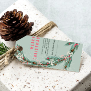 Etiqueta Para Presente Ilustração verde da coroa de Natal moderna