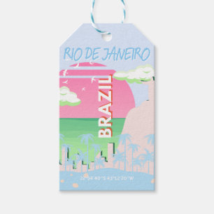 Etiqueta Para Presente Ilustração Viagem de Arte Azul no Rio de Janeiro