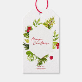 Etiqueta Para Presente Imagem Botânica Elegante Greenery