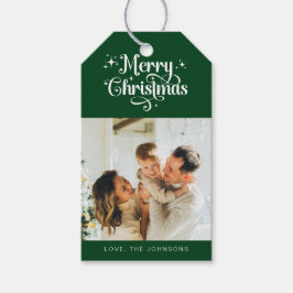 Etiqueta Para Presente Imagem de Natal Simples e Retro Verde