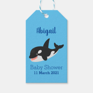Etiqueta Para Presente Imagem engraçada de desenhos animados de orca,