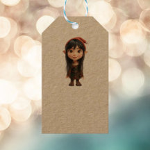 Imish Girl Christmas Elf Kraft Gift Tags