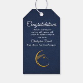 Etiqueta Para Presente Imobiliário Azul Marinho Minimalista