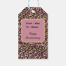 Etiqueta Para Presente Impressão de leopardo rosa e dourado
