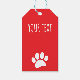 Etiqueta Para Presente Impressão de Pata de Cachorro Texto Personalizado