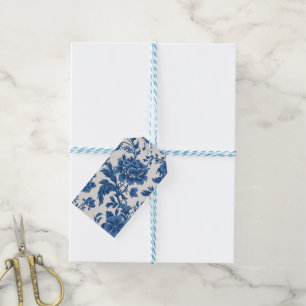 Etiqueta Para Presente Impressão Floral inspirada no Vitoriano Azul e Bra