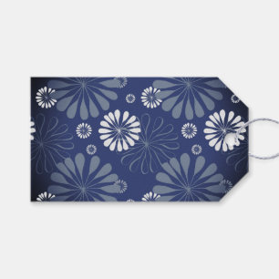 Etiqueta Para Presente Impressão Floral Moderno Azul