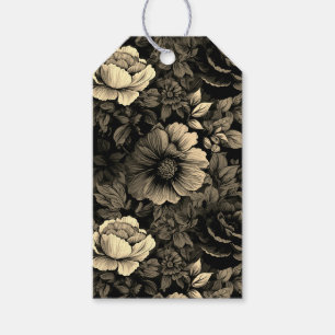 Etiqueta Para Presente Impressão Floral Vintage em Tom Sépia