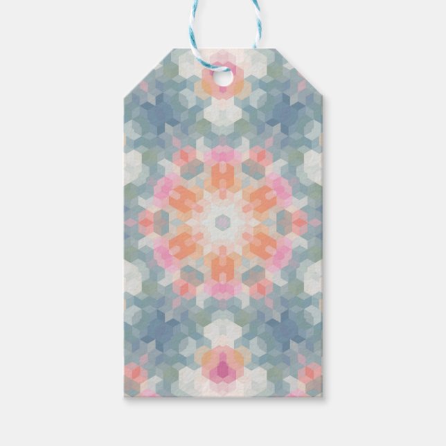 Etiqueta Para Presente impressão geométrica abstrato moderna azul (Frente)