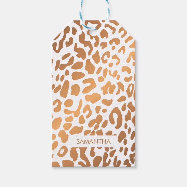 Etiqueta Para Presente Impressão Leopardo ouro (Frente)