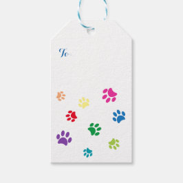 Etiqueta Para Presente Impressões de Patas Pintadas Coloridas