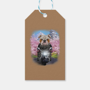 Etiqueta Para Presente Inglês Buldog Tour Por Moto No Jardim Japonês