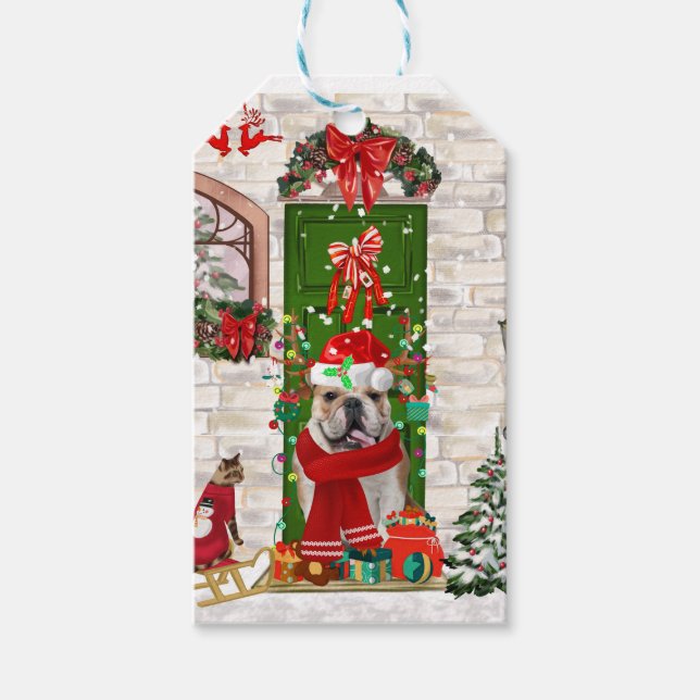 Etiqueta Para Presente Inglês Buldogue Christmas (Frente)
