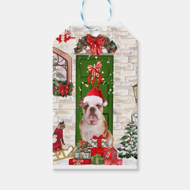 Etiqueta Para Presente Inglês Buldogue Christmas (Frente)