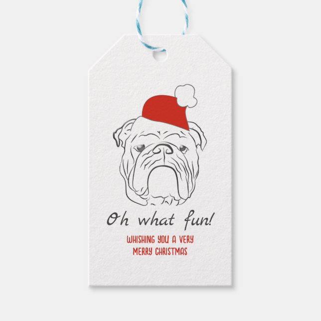 Etiqueta Para Presente Inglês Buldogue Christmas (Frente)