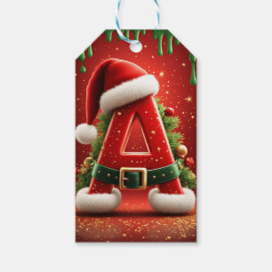 Etiqueta Para Presente Iniciais de Natal A Para Presentes de Feriado