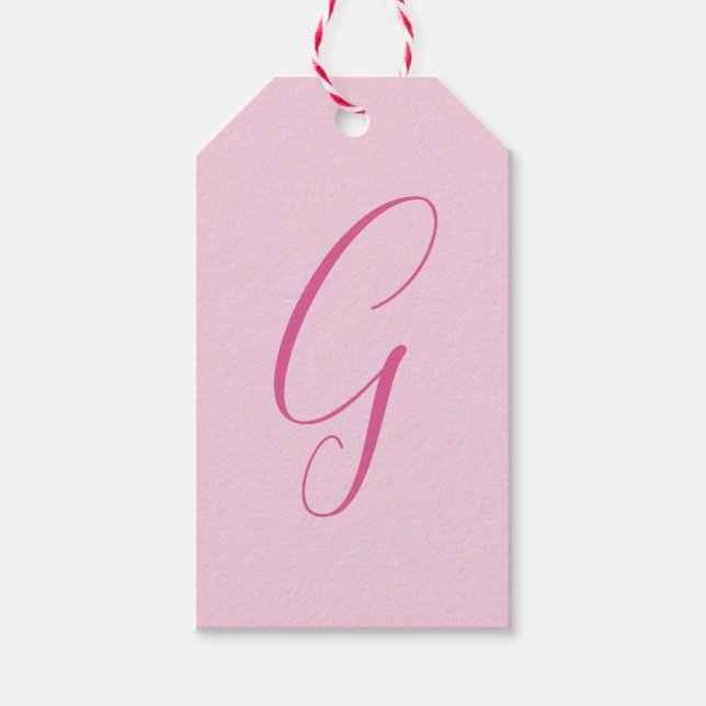 Etiqueta Para Presente Initial Letter Monogram Light Pink Plain Chic (Frente)