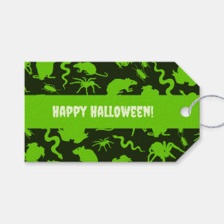 Etiqueta Para Presente Insetos Assustadores Feliz Halloween! Padrão Verde