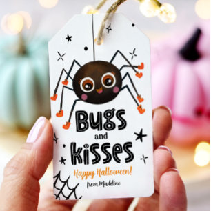 Etiqueta Para Presente Insetos de Halloween e Beijos com Truque ou Tratar
