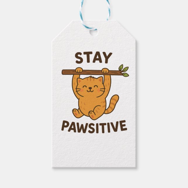 Etiqueta Para Presente  Inspiring "Stay pawsitive" Quote Print (Frente)