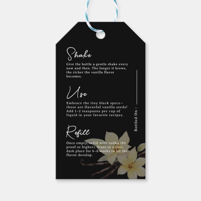 Etiqueta Para Presente Instrução de Extrato Preto de Baunilha (Frente)