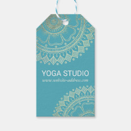 Etiqueta Para Presente Instrutor de Meditação Yoga Green Blue Mandala Dou