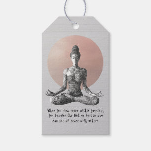 Etiqueta Para Presente Instrutor de Meditação Yoga Reiki Master Lotus Pos