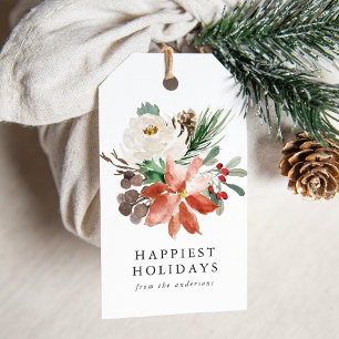 Etiqueta Para Presente Inverno floral personalizado feriado