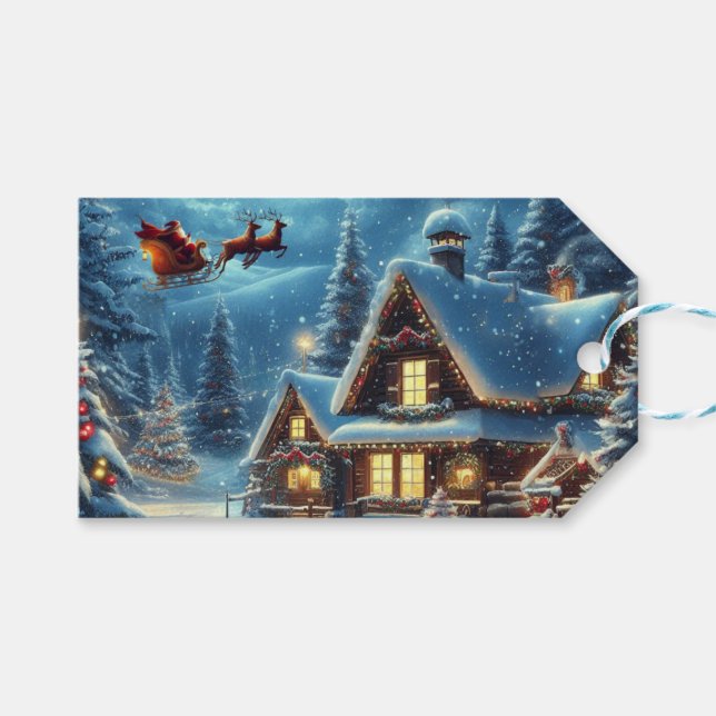 Etiqueta Para Presente Inverno/Papais noeis/Natal/Neve (Frente (horizontal))