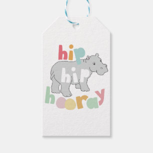 Etiqueta Para Presente ip Hip Hooray Cinza Hippo Desenhando Bestial Arte