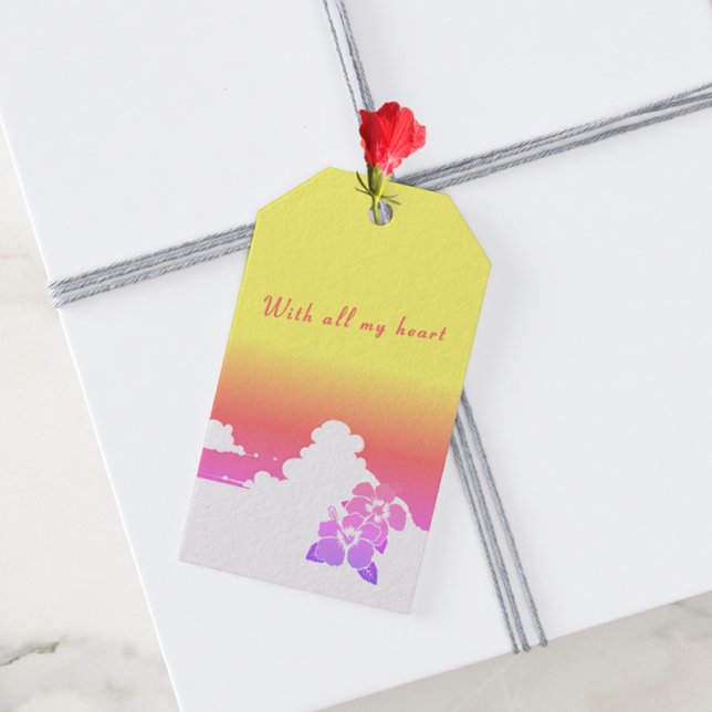 Etiqueta Para Presente Ipanema Sunset Hibiscus & Summer Clouds (Criador carregado)