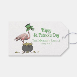 Etiqueta Para Presente Irish Shamrock Pink Flamingo St Patricks Day