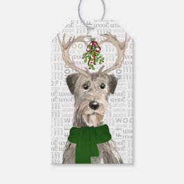 Etiqueta Para Presente Irlandês Wolfhound Dog no Natal dos Antlers