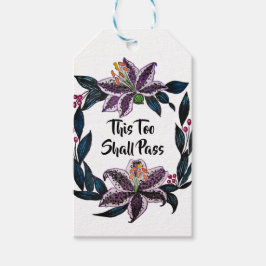 Etiqueta Para Presente "Isto Também Deve Passar" Aquarela Lily Wreath