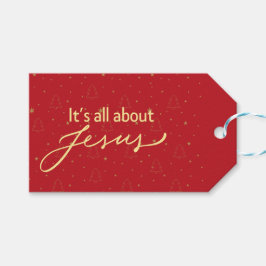 Etiqueta Para Presente It’s All About Jesus – Red & Gold Christmas 