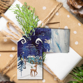 Etiqueta Para Presente It Takes a Village: Ice Blue Winter Magic Gift Tag