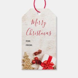 Etiqueta Para Presente Itens de Natal em um Conselho Russo de Madeira