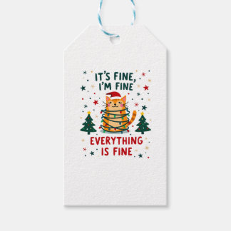 Etiqueta Para Presente It's Fine I'm Fine Everything Is Fine Xmas Cat Chr
