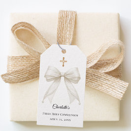 Etiqueta Para Presente Ivory bow pearls First Holy Communion DIY