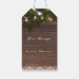 Etiqueta Para Presente Ivy & String Lights Mason Jar Rustic Weding Favor